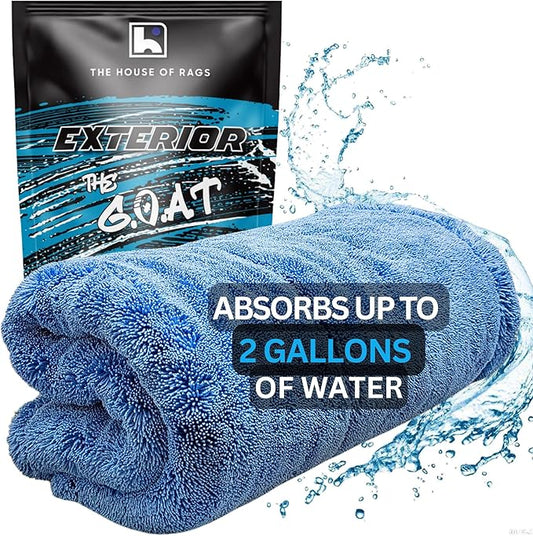 The Goat V2 - Heavy Duty Absorbent Microfiber Drying Towel, 70/30 Premium Korean Quality, for Cars Detailing, Trucks, SUV's, 27.5x27.5 inches, Twist Loop, 2300 GSM, Blue