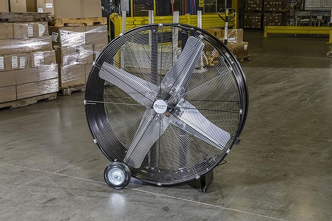Comfort Zone CZMC42 High-Velocity Industrial Heavy Duty 2-Speed 2-Wheel Drum Fan with Aluminum Blades – 42"