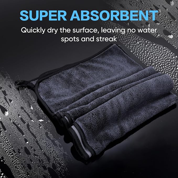 Shiny Wipes Shower Cleaning Cloth, Ultra Absorbent Car Drying Towel, 2 Pack 16 x 24 inch Microfiber Cleaning Cloth for Car, Bath & Househood