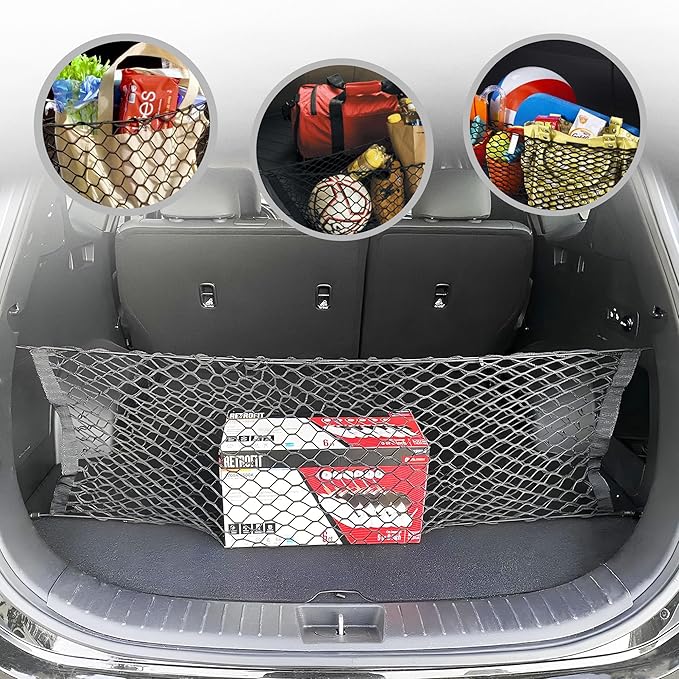 Envelope Style Trunk Mesh Cargo Net for Hyundai Santa FE SE SEL 2021-2026 - Car Accessories - Premium Trunk Organizers and Storage - Cargo Net for SUV - Vehicle Carrier Organizer for Hyundai Santa Fe
