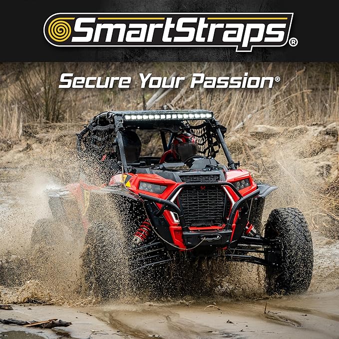 SMARTSTRAPS 10’ Retractable Ratchet Straps, 2 Pack – 3,000lb Break Strength, 1,000lb Safe Work Load — Haul Motorcycles, Boats, and Appliances with Patented Technology Heavy Duty Ratchet Straps