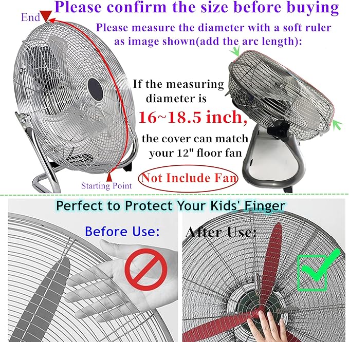 Net Mesh Cover for 12 Inch Floor Fan ,12" Dustproof Fan Mesh Cover,Children Finger Safety Protection Fan Covers for 12 in Commercial Floor Fan for for Bedroom,Garage,Basement,Work Shop,1 Pack