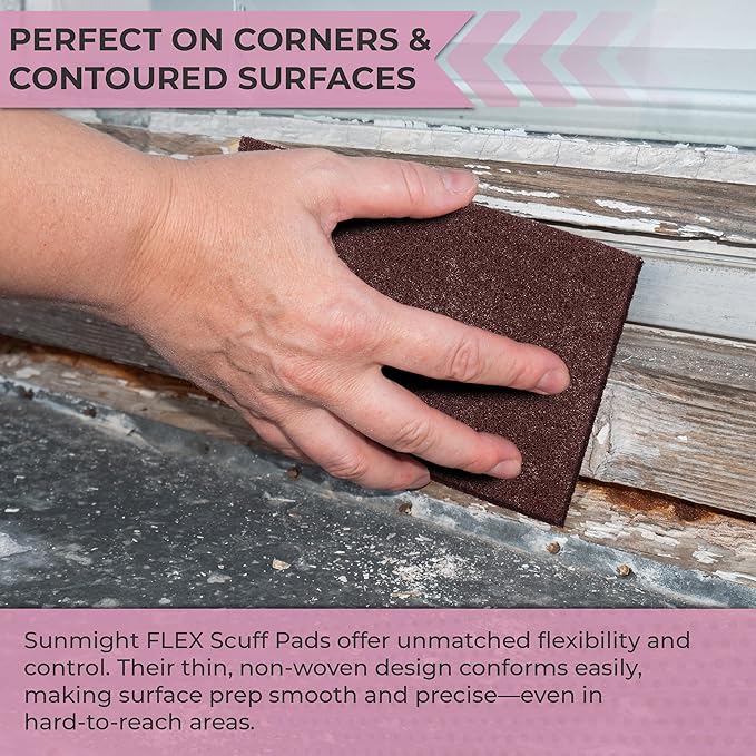 Sunmight Scuff Pads for Paint Prep Retail Pack 6" x 9" - Maroon 80100R - Aluminum Oxide - Surface Prep & Sanding Cloth - Abrasive Hand Pads for Auto, Marine, Aerospace- 3 Very Fine Sanding Sheets