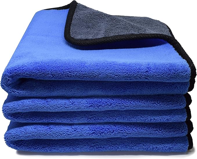 Microfiber Towels for Cars 3 Pieces 500 GSM polishing Cleaning Home, car and Motorbike - 12 x 12 Inches (30x30cm)
