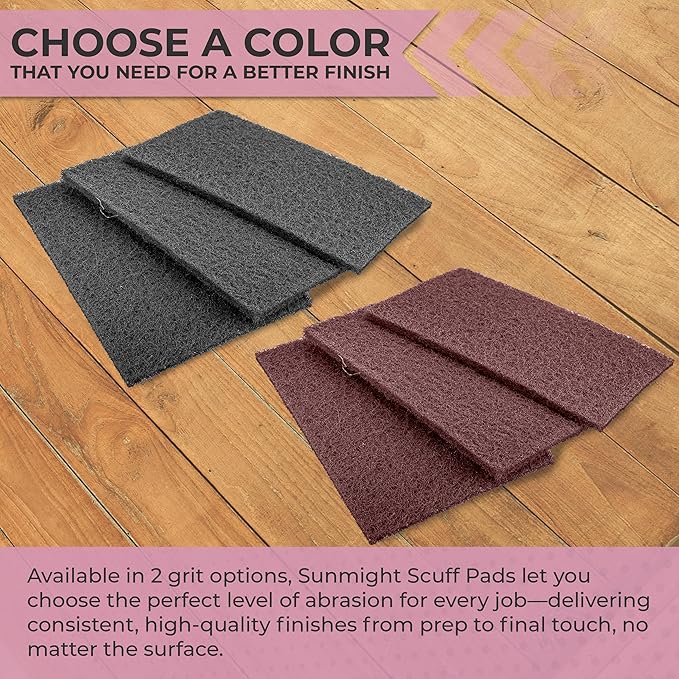 Sunmight Scuff Pads for Paint Prep Retail Pack 6" x 9" - Maroon 80100R - Aluminum Oxide - Surface Prep & Sanding Cloth - Abrasive Hand Pads for Auto, Marine, Aerospace- 3 Very Fine Sanding Sheets