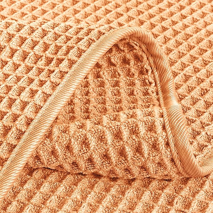 POLYTE 430 GSM Microfiber Lint Free Washcloth Face Towel, 13 x 13 in, 4 Pack (Waffle Weave)