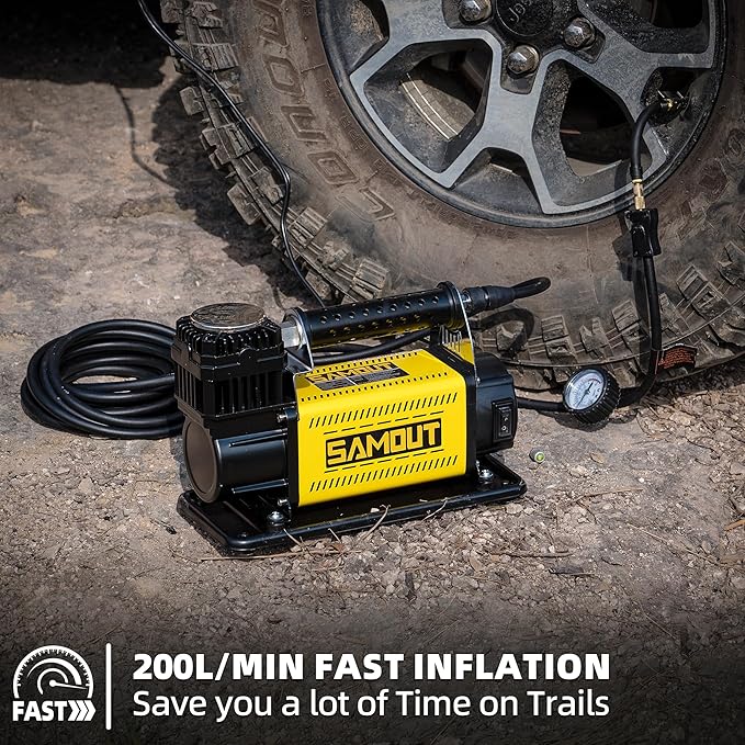 SMAOUT 12V Air Compressor, Portable Inflator 7.06 CFM, Air Pump Max 150PSI for Heavy-Duty Offroad Tire, 4x4 Vehicle, SUV, RV