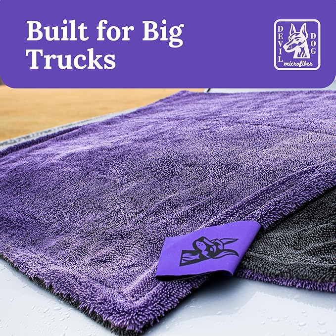 24"X45" Truck Car Drying Towel – 1200 GSM Double Twisted Loop Microfiber Cloth, Ultra Absorbent, Streak-Free, Lint-Free, Scratch-Free, Edgeless Quick Drying Towel