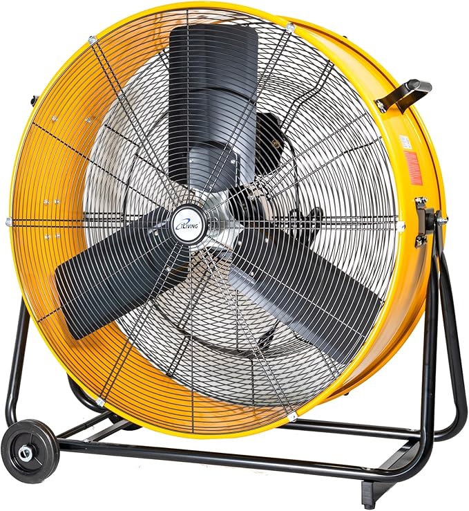 iLiving 30 Inches 12350 CFM Heavy Duty High Velocity Barrel Floor Drum Fan with DC Brushless Motor, Stepless Speed Adjustment for Workshop, Garage, Commercial or Industrial, UL Safety Listed