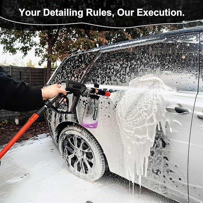 Foam Cannon Wide Mouth for Pressure Washer, Thick Snow Foam Lance for Car Wash, Adjustable Soap Cannon with 1/4 Inch Quick Connector, Additional 1.1mm Orifice Nozzle