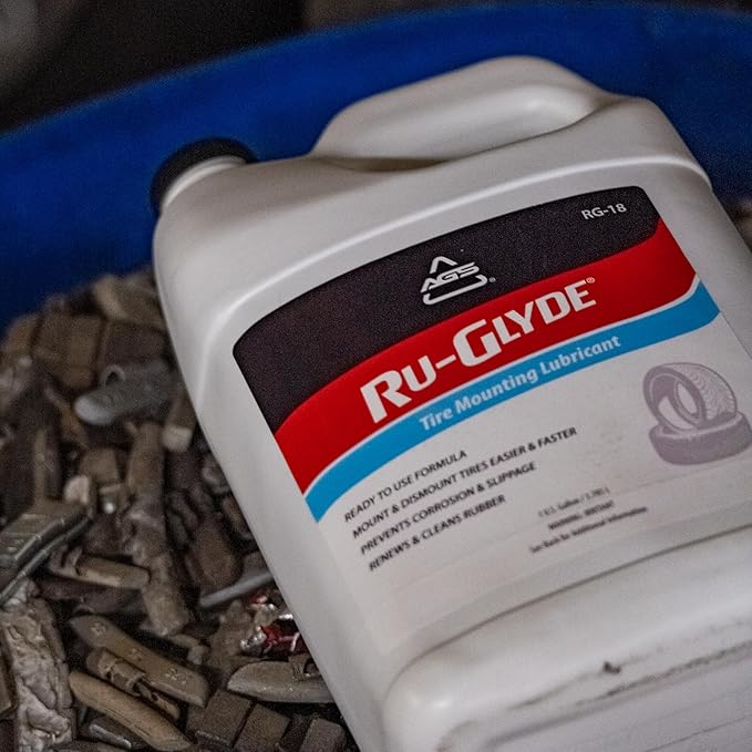 Ru-Glyde Tire Mounting Lubricant by AGS – 1 Gallon | Tire Bead Seating Lube & Rubber Rejuvenator | Prevents Rim Rust | No-Mix, Ready-to-Use Formula for Tire Changers, Auto Shops & DIY Tire Install