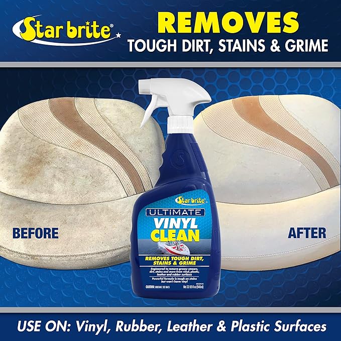 STAR BRITE Ultimate Vinyl Clean Spray - Multi-Surface Cleaner for Auto, RV, Home & Boat Upholstery - Vinyl, Rubber, Leather, Plastic + Interior & Exterior Trim 32 OZ (096232)
