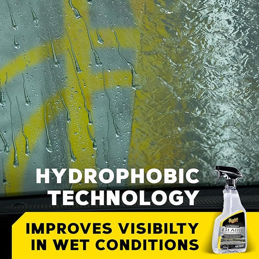Meguiar's Ultimate Glass Cleaner & Water Repellent - Premium Glass and Window Cleaner for Quick Cleaning with Hydrophobic Technology that Acts as a Rain Repellent Improving Visibility in Rain - 16oz
