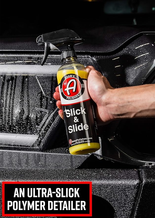 Adam's Polishes Slick & Slide Detail Spray - Hyper Slick Polymer Resin Technology Car Wash Spray Sealant - Car Wax Top Coat Quick Detailer Provides Superior Gloss, Shine, & Slickness (Gallon)