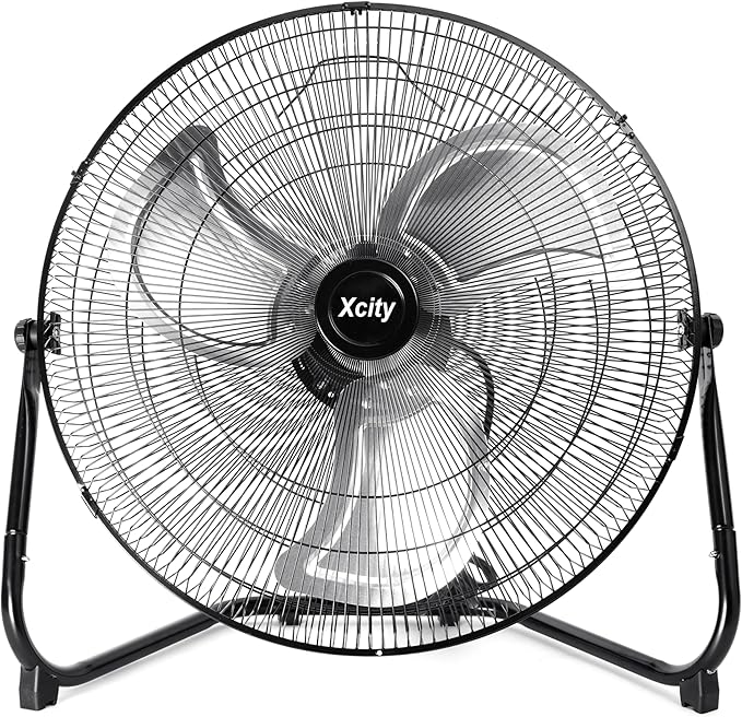 Xcity 18 Inch Metal Industrial Floor Fans, Max 4012 CFM, Heavy Duty High Velocity Fan with 3-speed and 360°Adjustable Tilt, for Warehouse, Workshop, Factory, Garage