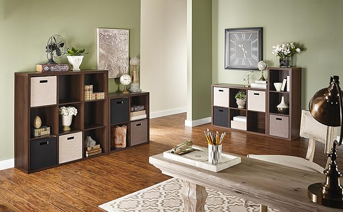 ClosetMaid 6 Cube Storage Shelf Organizer Bookshelf with Back Panel, Easy Assembly, Wood, Dark Chestnut Finish