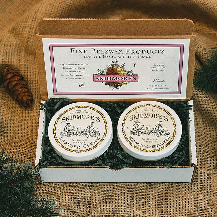 Skidmore's Cowboy Edition Leather Care Gift Set | Leather Cream and Beeswax Waterproofing Kit | Includes Applicator | Natural and Non-Toxic Formula | Made in the USA