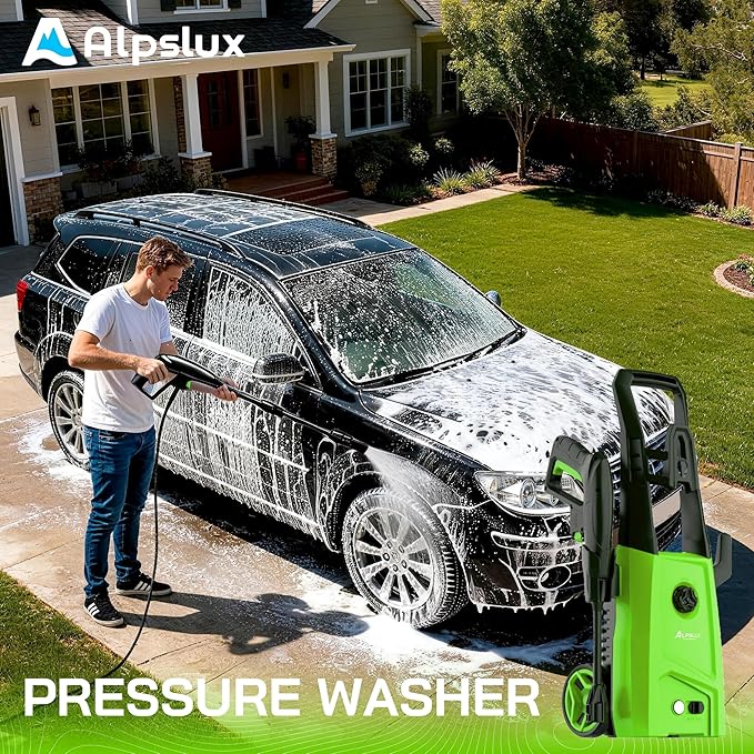 Electric Pressure Washer Power Washer Electric Powered Power Wash Power Washers with Adjustable Nozzle, Pressure Cleaning Machine with Foam Cannon for Cars, Fences, Driveways, Patios, Home Cleaning