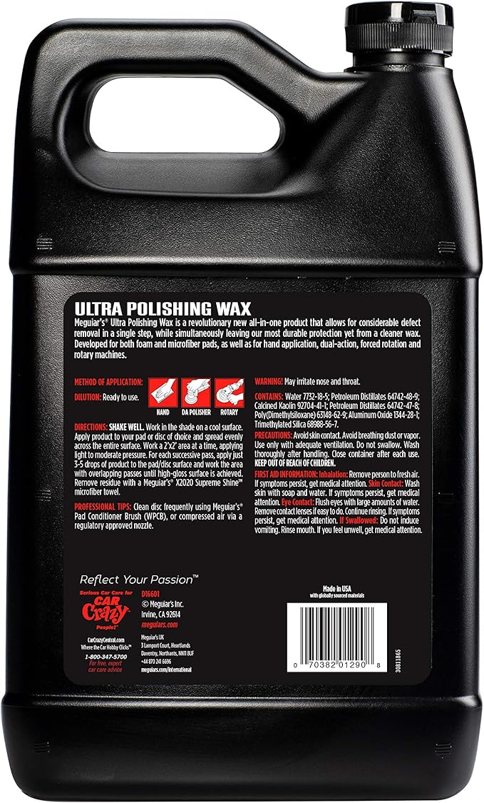 Meguiar's Professional Ultra Polishing Wax D16601 - Premium Scratch Removal, Car Polish, and Car Wax in One - One-Step Cleaner Wax that's Easy to Use - Restores Clarity and Shine, 128 Oz, 1 Gal