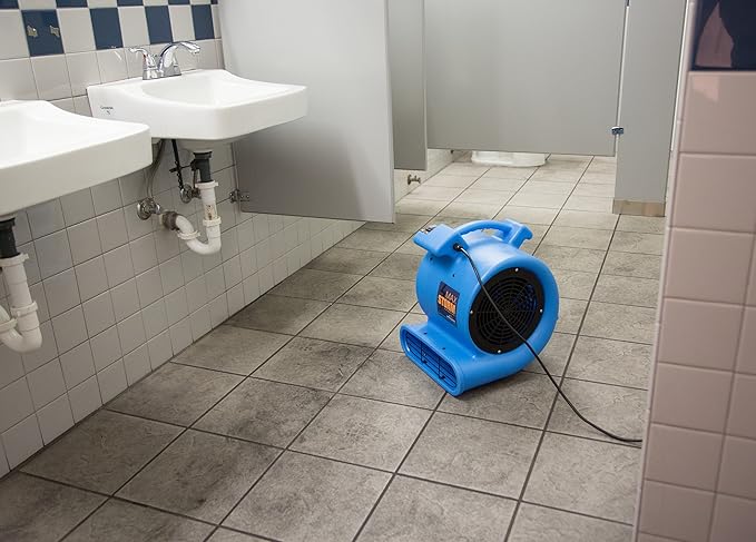 Max Storm 1/2 HP Durable Lightweight Air Mover Carpet Dryer Blower Floor Fan for Pro Janitorial Cleaner, Blue, 1 Pack