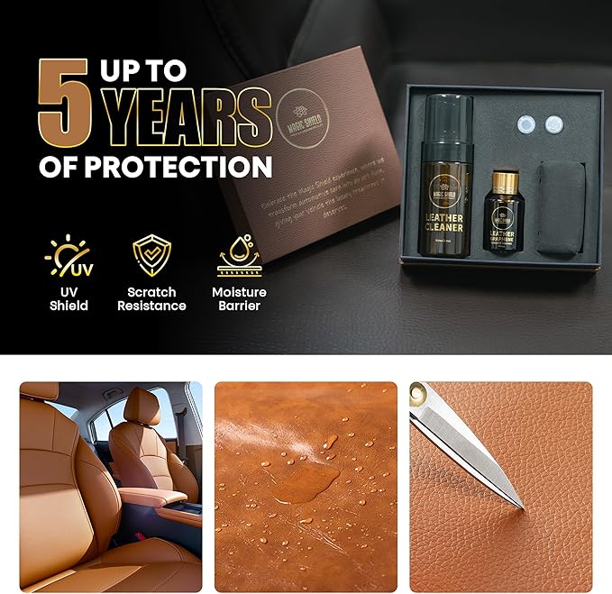 Graphene Leather Care Coating- Lasts 5 Years+ in Real World - Advance SiO2 Protection, UV & Water Resistant, Perfect for Cars, Motorcycles, Marine, RVs, Furniture and Shoes