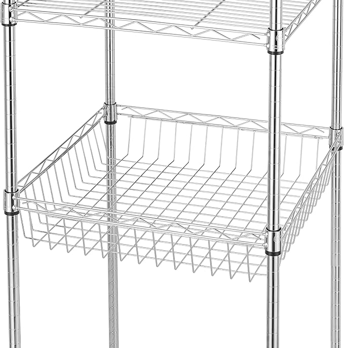 Finnhomy Heavy Duty 6 Tier Wire Shelving Unit with Wheels 18x18x72-inches 6 Shelves Storage Rack Thicken Steel Tube, Adjustable Shelving Rack for Kitchen Bathroom Office, NSF Certified, Chrome