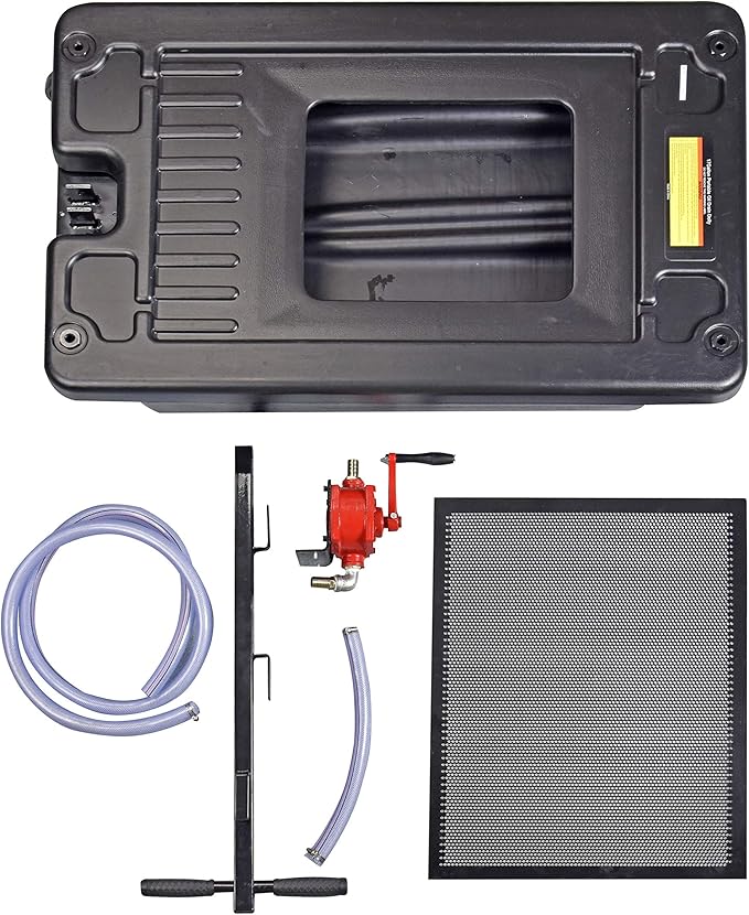 A047 17 Gallon Oil Drain Pan Caddy, Low Profile Portable Waste Oil Change Pan for Truck, Car, with 8 Feet Evacuation Hose