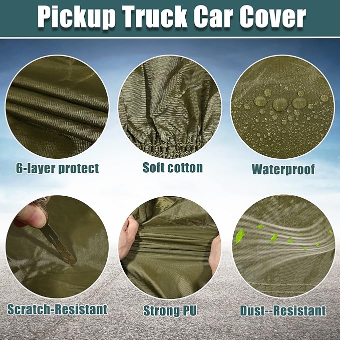 X AUTOHAUX SUV Car Cover Fit for Jeep Wrangler JK JL 4 Door 2007-2021 Outdoor Waterproof Sun Dust Wind Snow Protection 210D Oxford with Driver Door Zipper Dark Green