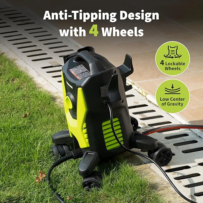 Pressure Washer, 4800 PSI Power Washer with 4 Lockable Wheels, Steel Wand, 4 Quick Connect Nozzles, 500ml Foam Cannon, High Pressure Washer for Decks/Driveways/Cars Cleaning