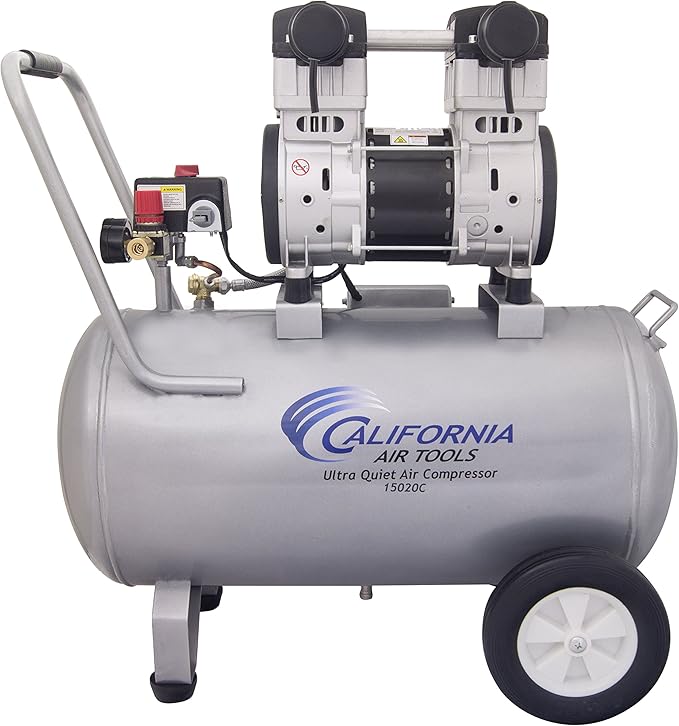 California Air Tools 15020C Ultra Quiet & Oil-Free 2.0 Hp 15.0 gallon Steel Tank Air Compressor and Milton S-314MKIT ColorFit Coupler & Plug Kit - (M-Style, Red) - 1/4" NPT, (14-Piece)
