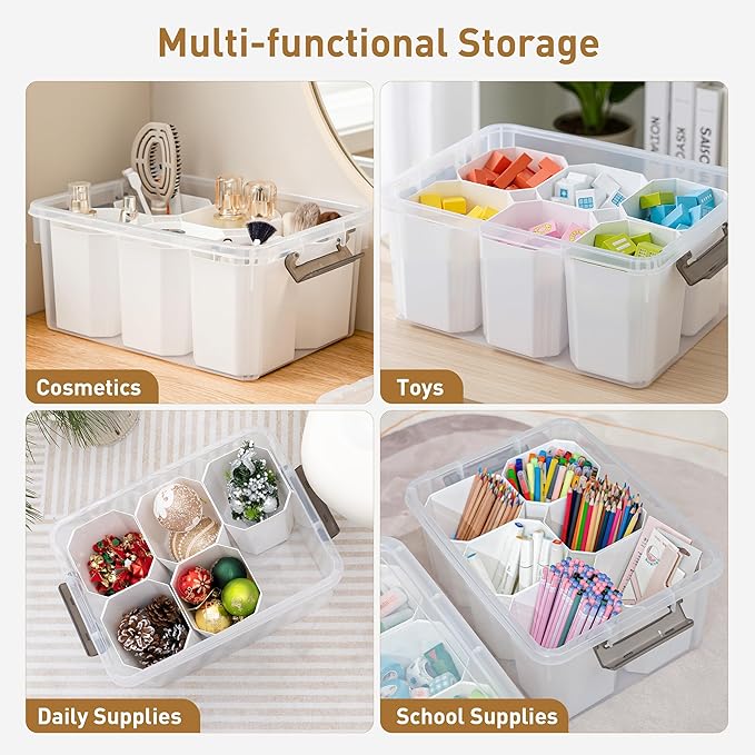 Citylife 17 QT Plastic Storage Bins Clear Storage Box with Lids Multipurpose Stackable Storage Containers for Organizing Tool, Craft, Crayon