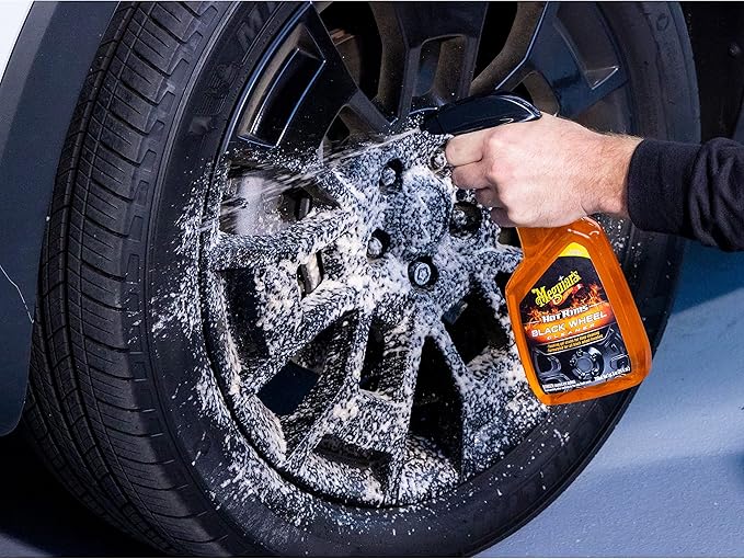 Meguiar's Hot Rims Black Wheel Cleaner, Deep Foaming Gel Specially Formulated to Effectively Clean Matte, Gloss, Satin, and Chrome Black Wheels, 24 Oz Spray Bottle