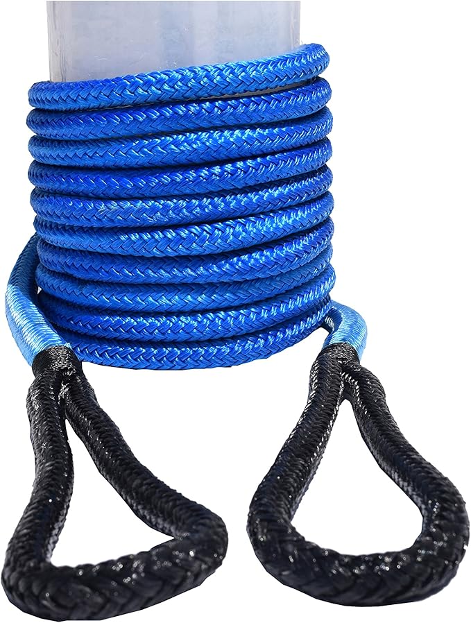 QIQU Kinetic Recovery & Tow Rope Heavy Duty Vehicle Tow Strap Rope for Truck ATV UTV SUV Snowmobile and 4x4 Off-Road Recovery 3 Size to Choose(1/2’’/3/4’’/1’’) 3 Color (1/2''x20', Blue)