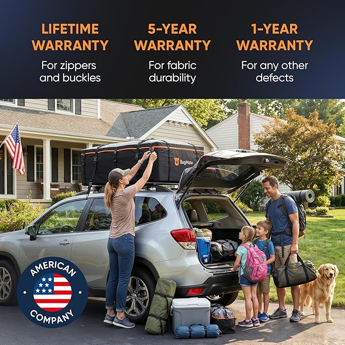 23 Cubic Feet Roof Bag – Safety Tested Heavy-Duty Waterproof Rooftop Cargo Carrier for All Cars & SUVs (with or Without Rack) – Includes Protective Mat & Storage Bag – Military-Grade 840D PVC
