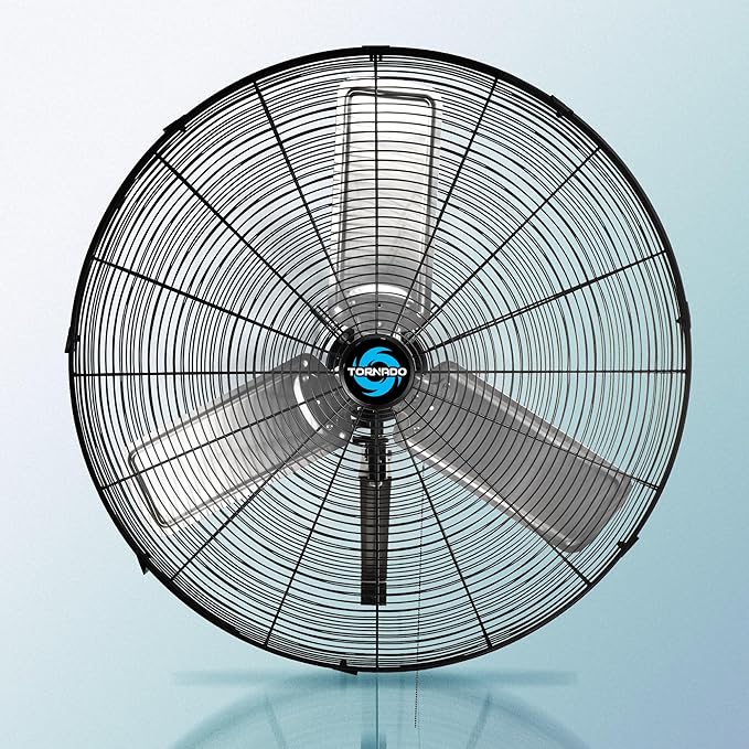 Tornado Pro Series 30 Inch High Velocity Wall Mount Fan, Oscillating Industrial & Commercial Fan, 2-Speed, 8400 CFM, 1100 RPM, 1/3 HP, 6.6 FT Cord, UL Safety Listed