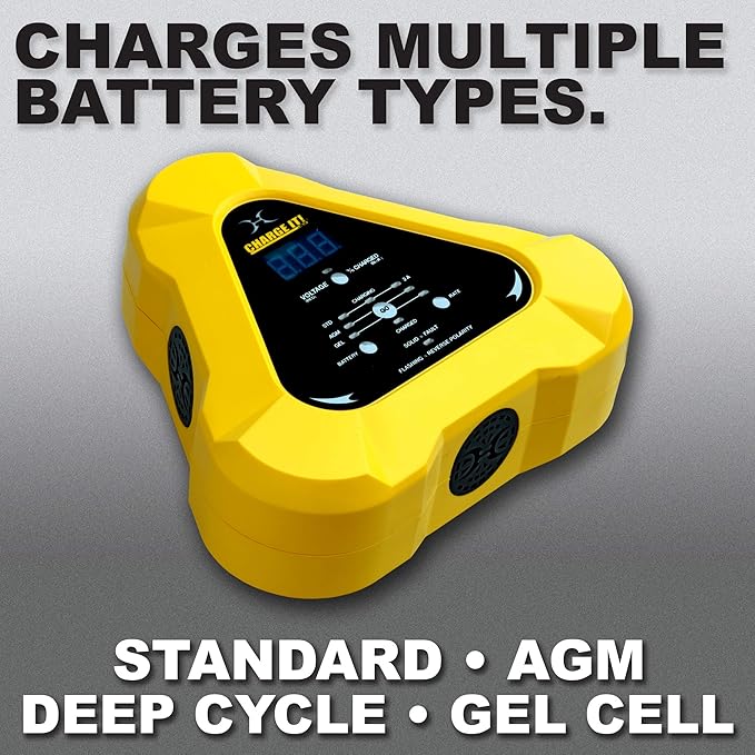 Clore Automotive CHARGE IT! 4520 12 Volt 20 Amp Fully-Automatic Smart Battery Charger, Battery Maintainer, and Desulfator, Yellow