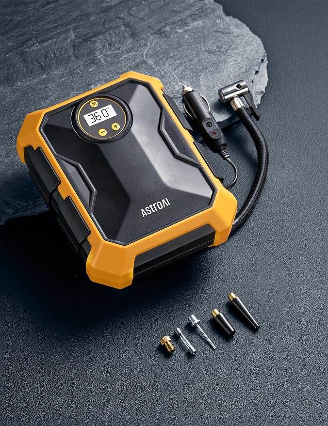 AstroAI Tire Inflator Air Compressor 12V DC Portable Air Compressor Car Accessories Auto Tire Pump 100PSI with LED Light Digital Air Pump for Car Tires Bicycles Other Inflatables (Pack of 2)