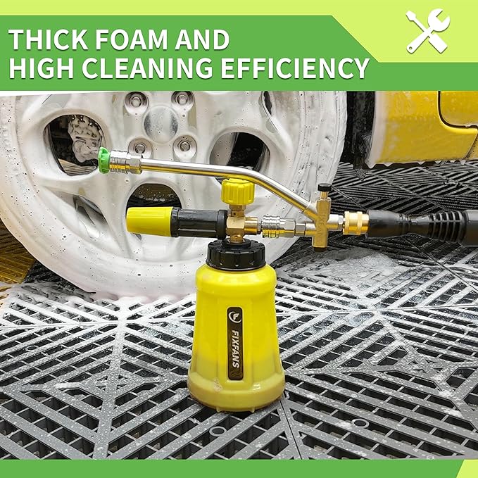 Foam Cannon Dual Connector Accessory for Pressure Washer, Double Tip Attachment Soap Cannon with Replacement Adapter for Portland Husky and Ryobi Power Washer, 1/4" Quick Connect, 5 Nozzles