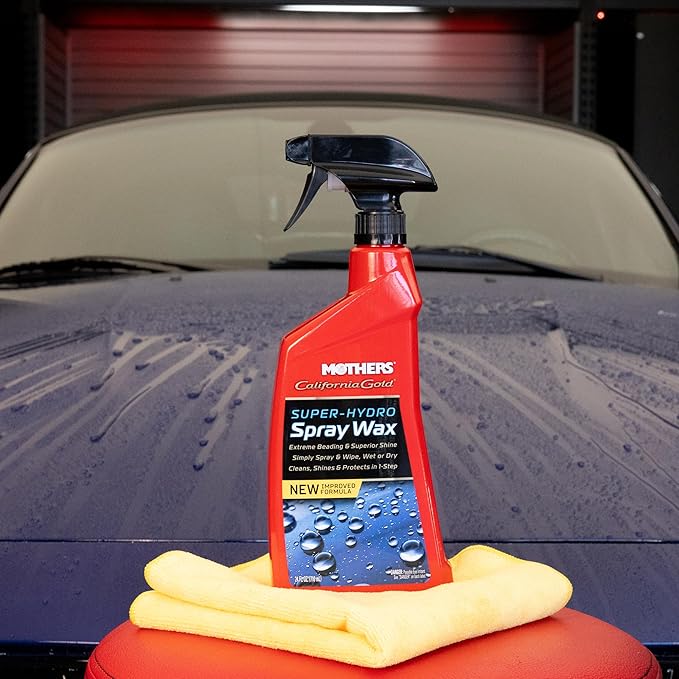 Mothers California Gold Super-Hydro Spray Wax, 24 oz. – Just Waxed Brilliance & Beading, Cleans, Shines & Protects in 1-Step, Use Dry or Wet as a Drying Aid or Over Existing Wax or Coating (05724)