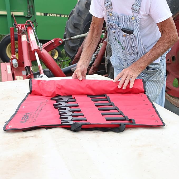 ABN Large Combination Wrench Set 33 to 50mm - Metric 10 Piece Jumbo Open End Wrench Set