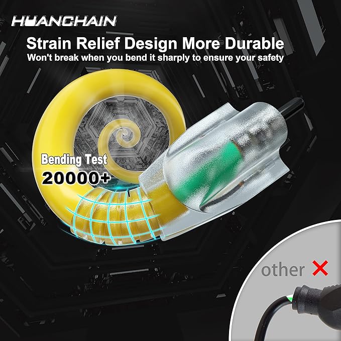 HUANCHAIN 100 ft 12/3 Gauge Heavy Duty Outdoor Extension Cord Waterproof with Lighted, Flexible Cold Weather 3 Prong Electric Cord Outside, 15A 1875W 125V 12AWG SJTW, Yellow, ETL Listed
