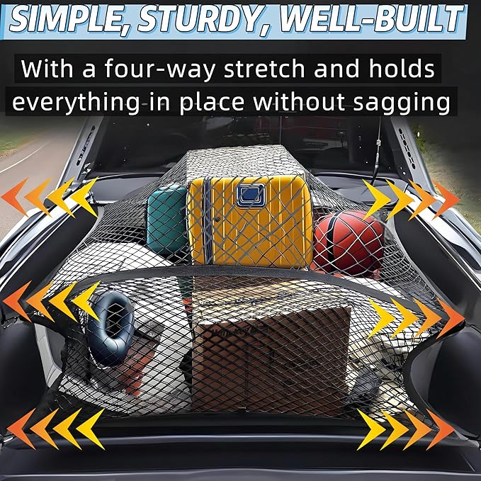 Cargo Net for Pickup Truck Bed Stretchable 4'x4' to 7'x7', Ideal for ATV, SUV, UTV, Trailer Tarp, Truck and Boat Use (Single Layer)