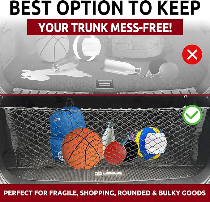 Envelope Style Trunk Mesh Cargo Net for Lexus RX300-450 2010-2025, Automotive Exterior Accessories - Premium Car Storage Organizers, Cargo Bed Net for Pickup Truck, Smart Vehicle Storage Organizer