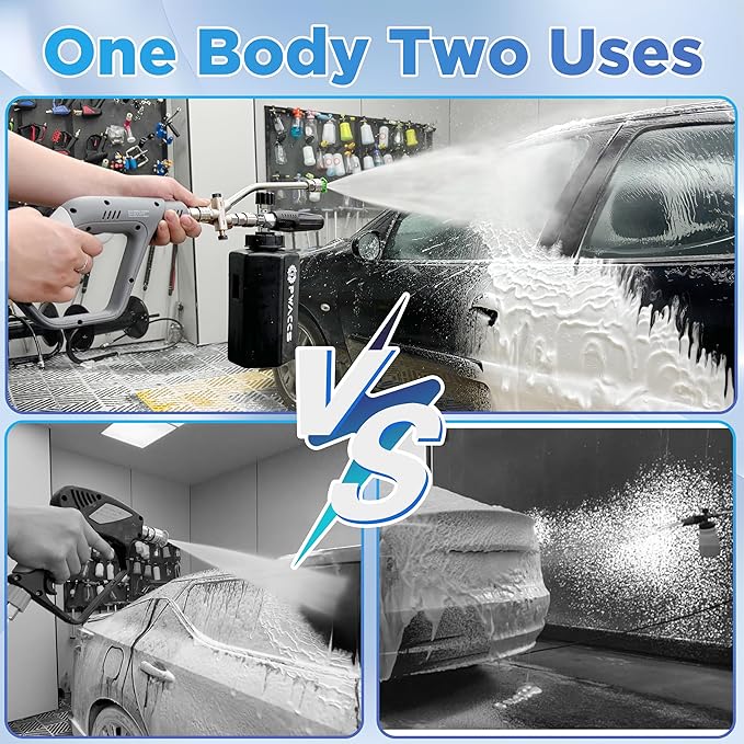 PWACCS Foam Cannon Dual Connector, Pressure Washer Car Wash Foam Gun, Short Power Washer Gun Kit with Dual-Connector Accessory, 1/4" Quick Connector, 1.5 Liter, 4000 PSI