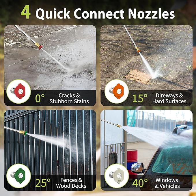 Pressure Washer, 4800 PSI Power Washer with 4 Lockable Wheels, Steel Wand, 4 Quick Connect Nozzles, 500ml Foam Cannon, High Pressure Washer for Decks/Driveways/Cars Cleaning