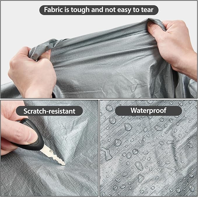 Car Cover Waterproof All Weather, 6 Layers XXL Full Exterior Covers with Zipper Cotton, Mirror Pocket. Outdoor Car Cover UV Snow Rain Wind Dust All Weather Outdoor Protection for Sedan (196-210 inch)