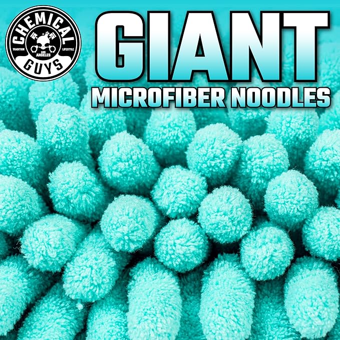 Chemical Guys MIC513 Big Noodle Chenille Microfiber Scratch Free Supersized Car Wash Mitt for Cars, Trucks, SUVs, RVs & More, Turquoise (11" x 12") (Pack of 12)