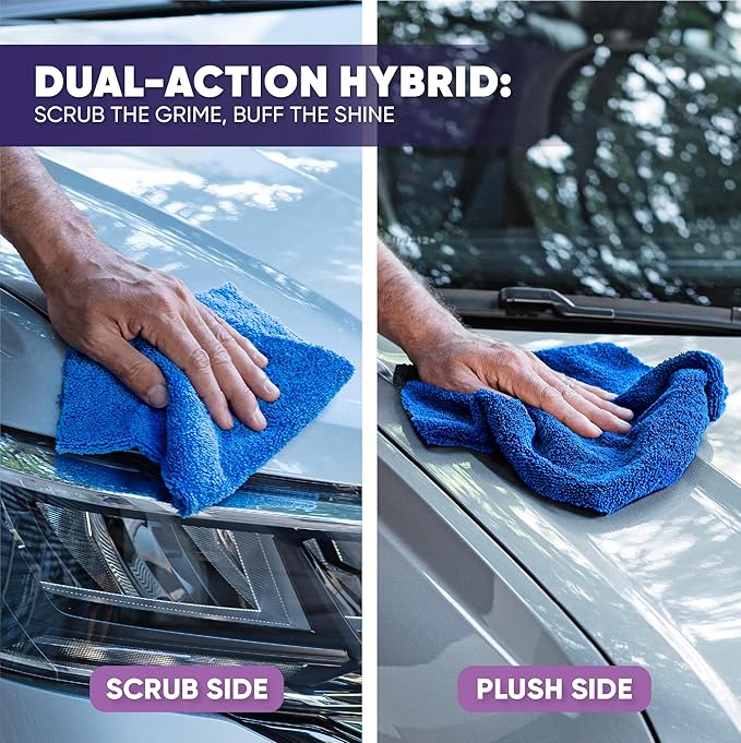 Microfiber Wholesale Pronto Cloths, Dual-Sided Microfiber Cleaning Towels, Soft Plush & Scrub Cloths for Dusting, Scrubbing, Kitchen, Windows & Car Detailing, Absorbent Bulk 25-Pack Blue