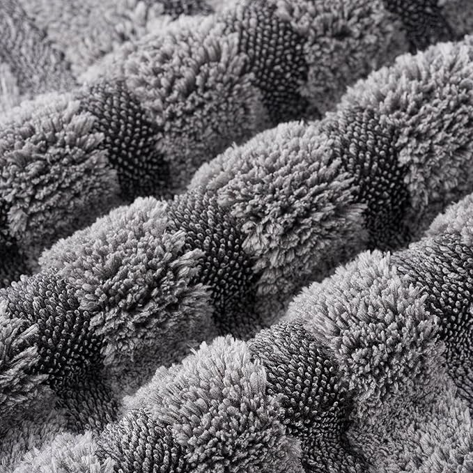 POLYTE Twist Yarn and Fleece Microfiber Drying Towel (16x24, Gray)