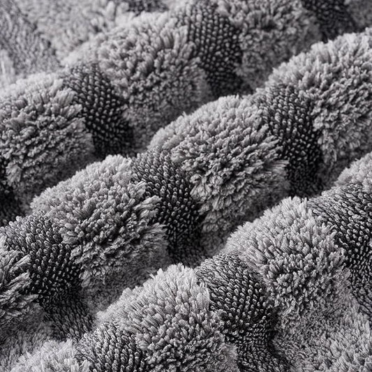 POLYTE Twist Yarn and Fleece Microfiber Drying Towel (16x24, Gray)